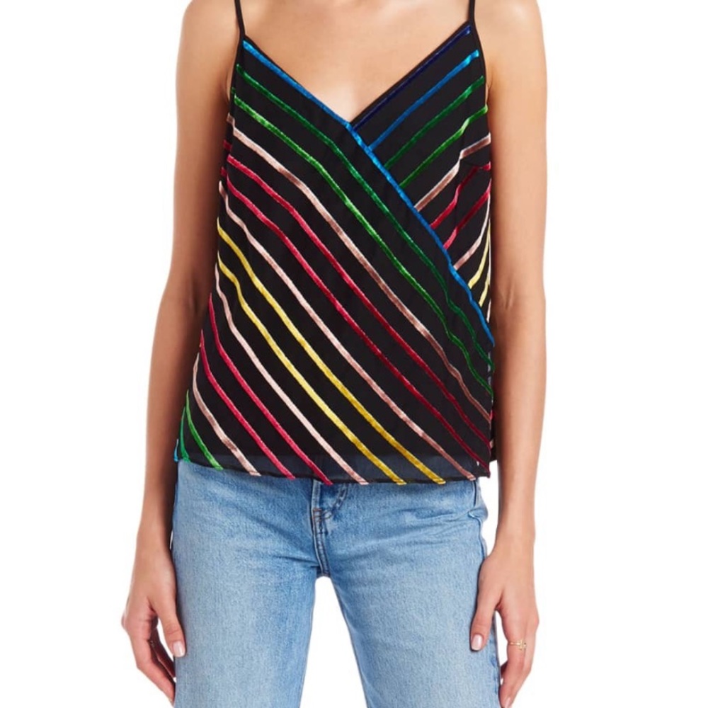 Amanda Uprichard Mattie Velvet Tripe Cami Top‎  sz M